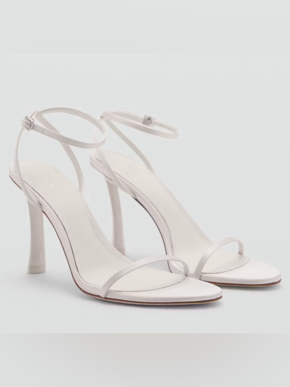 Mango Capsule White Strappy Ankle-Heel leather Sandals